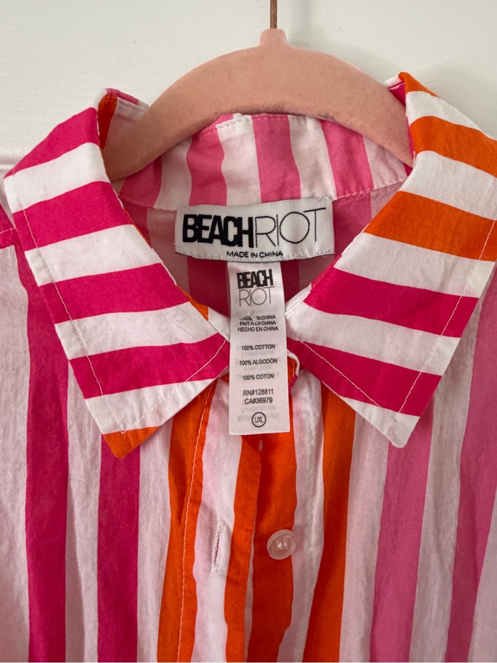 Beach Riot Pink & Orange Striped Button-Down Shirt - Picture 3 of 3